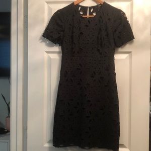 Black laser cut floral Trina Turk cocktail dress